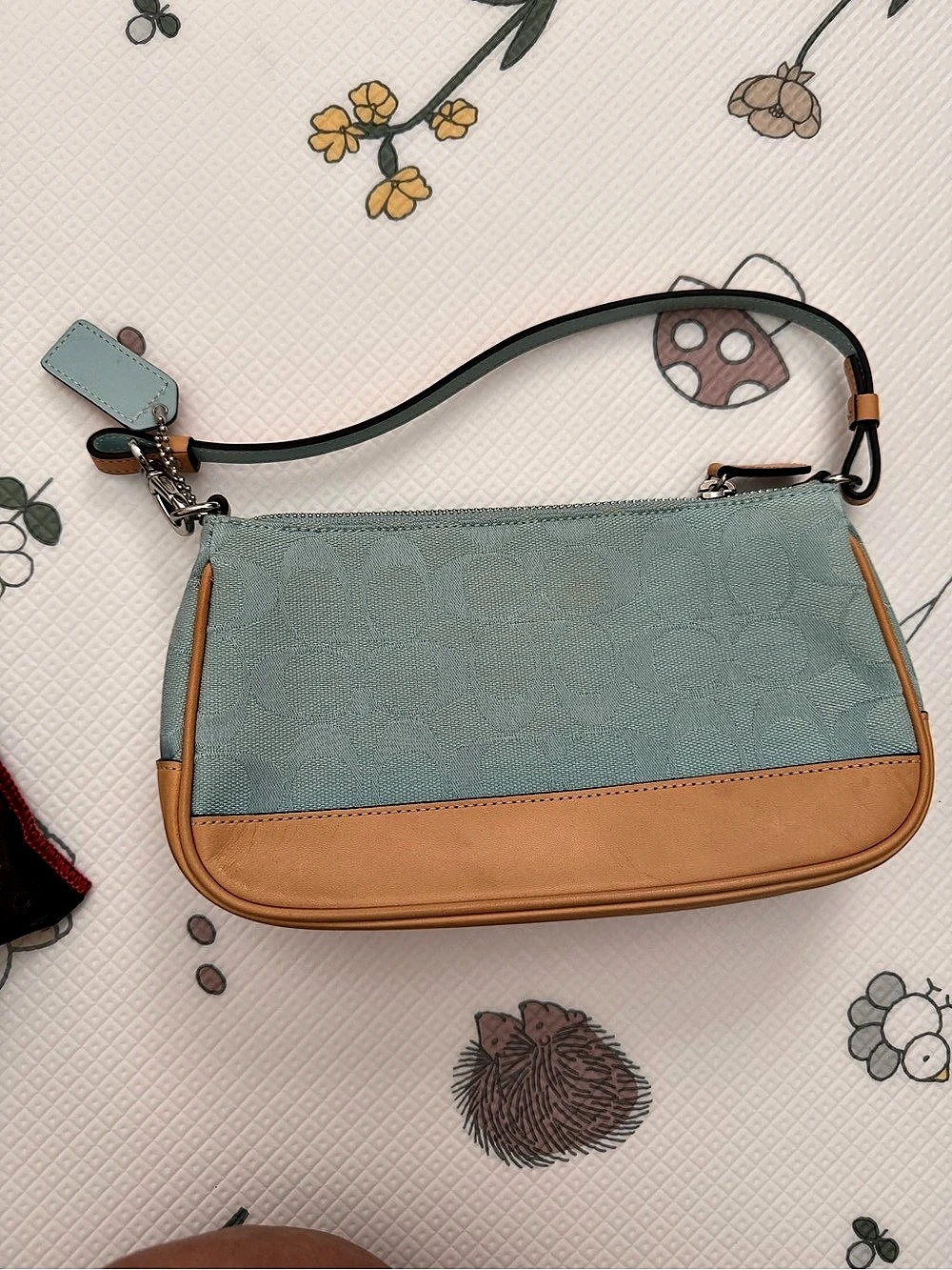 Coach Signature Demi Pouch Shoulder Bag Blue & Brown Vintage